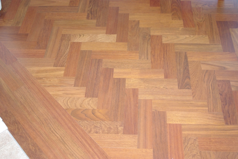 Custom Herringbone Installation of Jatoba Hardwood